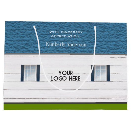 新しいホームロゴクライアントギフトハウスへようこそ ラージペーパーバッグ (裏面)