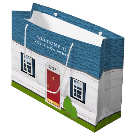 新しいホームロゴクライアントギフトハウスへようこそ ラージペーパーバッグ (正面アングル)