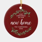 新しいホームローレルで最初のクリスマスパーソナライズされた セラミックオーナメント (正面)