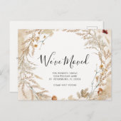 新しいホームワイルドフラワーの葉のリース移動 案内ポストカード (正面/裏面)