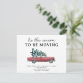 新しいホームヴィンテージレッドカークリスマスツリー移動 案内ポストカード (スタンド正面)