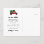 新しいホームヴィンテージレッドトラッククリスマスツリー移動 案内ポストカード (裏面)