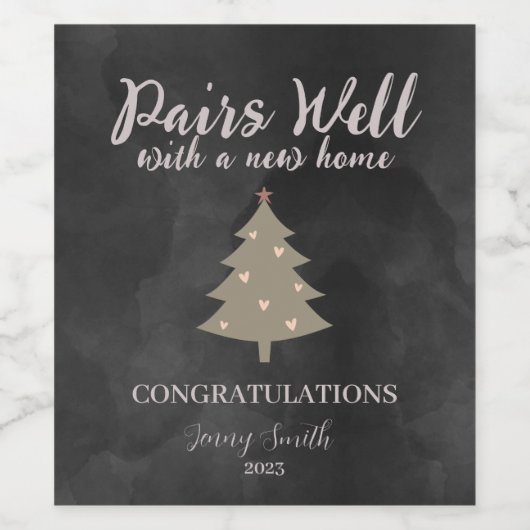 新しいホーム不動産仲介業者ギフトの好意とペア ワインラベル (シングルラベル)