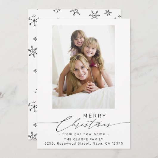 新しいホーム写真からメリークリスマスをスクリプト シーズンカード (正面/裏面)