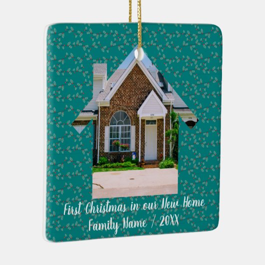 新しいホーム写真の初めてのクリスマスパーソナライズされた セラミックオーナメント (右)