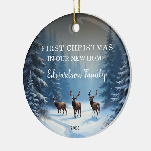 新しいホーム写真の初めてのクリスマス セラミックオーナメント (左)