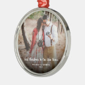新しいホーム写真の初めてのクリスマス メタルオーナメント (左)