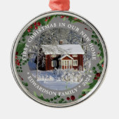 新しいホーム写真の初めてのクリスマス メタルオーナメント (正面)