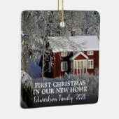 新しいホーム写真の家族の名前の初めてのクリスマス セラミックオーナメント (右)