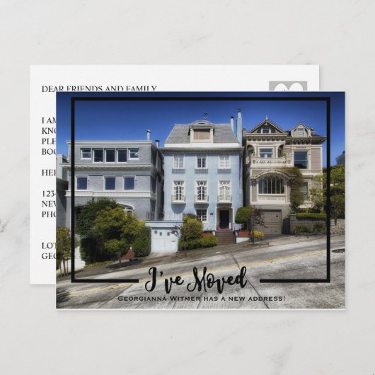 新しいホーム写真の黒い枠お知らせを移動 案内ポストカード (正面/裏面)