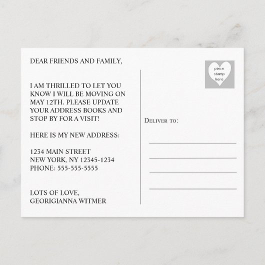 新しいホーム写真を移動中のお知らせ 案内ポストカード (裏面)