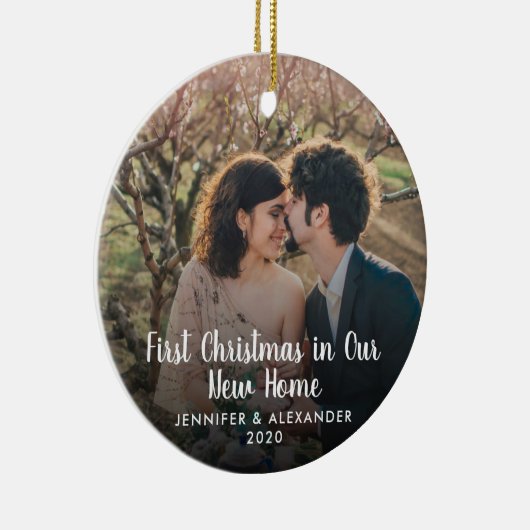 新しいホーム初めてのクリスマスに自分の写真を作成 セラミックオーナメント (右)