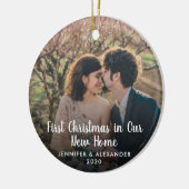新しいホーム初めてのクリスマスに自分の写真を作成 セラミックオーナメント (左)