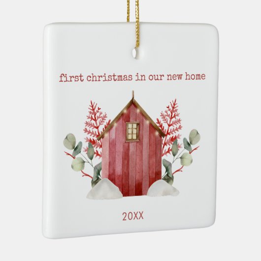 新しいホーム初めてのクリスマスのミニマル写真 セラミックオーナメント (右)
