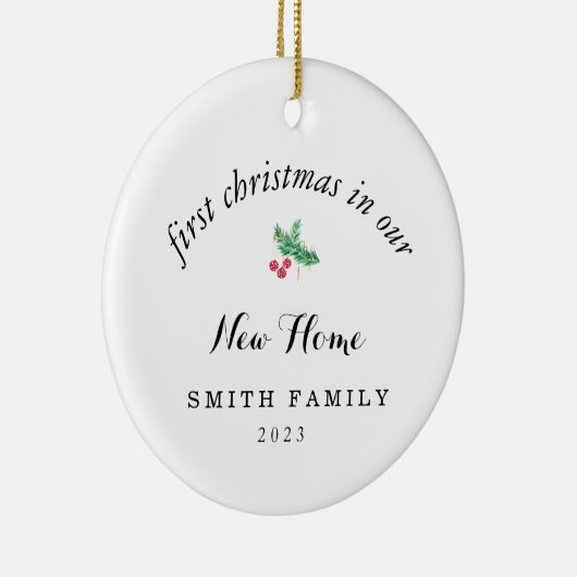 新しいホーム初めてのクリスマスのミニマル写真 セラミックオーナメント (右)