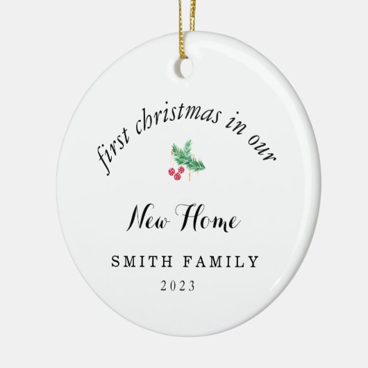 新しいホーム初めてのクリスマスのミニマル写真 セラミックオーナメント (左)