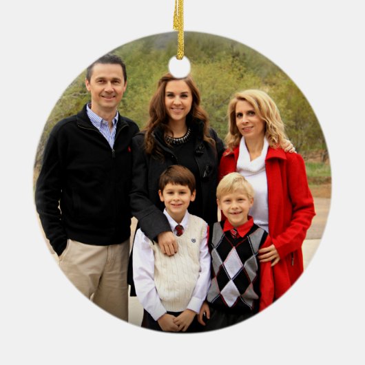 新しいホーム初めてのクリスマスのミニマル写真 セラミックオーナメント (裏面)