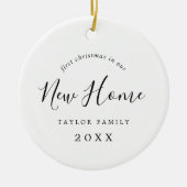 新しいホーム初めてのクリスマスのミニマル写真 セラミックオーナメント (正面)