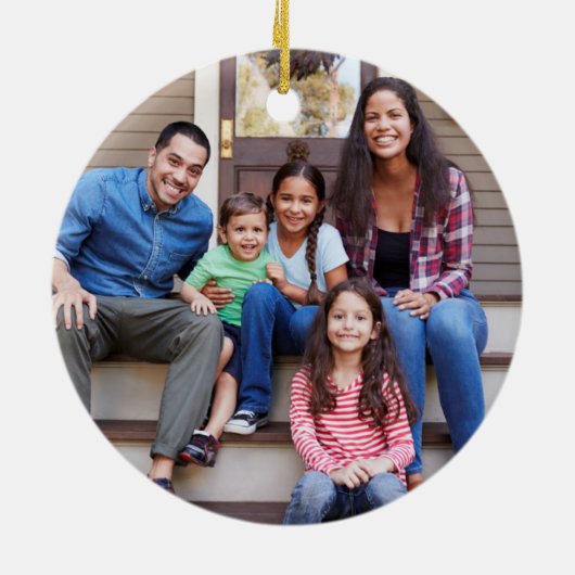 新しいホーム初めてのクリスマスのミニマル写真 セラミックオーナメント (裏面)