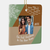 新しいホーム初めてのクリスマスの写真のカスタム セラミックオーナメント (右)