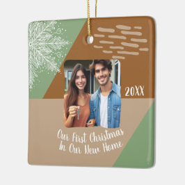 新しいホーム初めてのクリスマスの写真のカスタム セラミックオーナメント