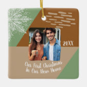 新しいホーム初めてのクリスマスの写真のカスタム セラミックオーナメント (正面)