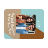 新しいホーム初めてのクリスマスの写真のカスタム マグネット (横)