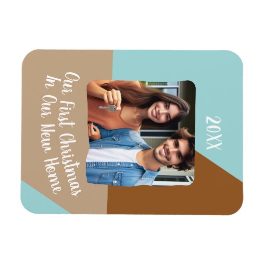 新しいホーム初めてのクリスマスの写真のカスタム マグネット (横)