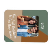 新しいホーム初めてのクリスマスの写真のカスタム マグネット (横)