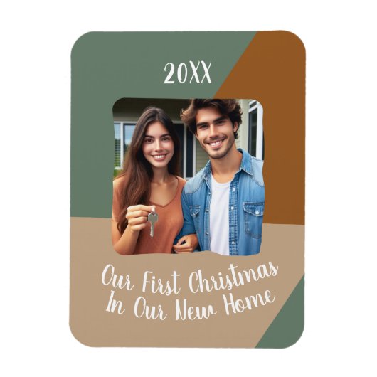 新しいホーム初めてのクリスマスの写真のカスタム マグネット (縦)