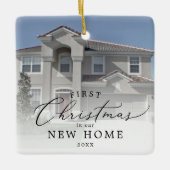 新しいホーム初めてのクリスマスの繊細な写真 セラミックオーナメント (正面)