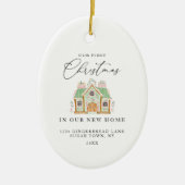 新しいホーム初めてのクリスマスジンジャーブレッド セラミックオーナメント (正面)