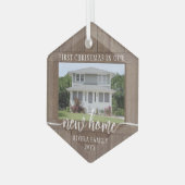 新しいホーム初めてのクリスマス1フォトウ素朴ェッドフェイク ガラスオーナメント (正面左)