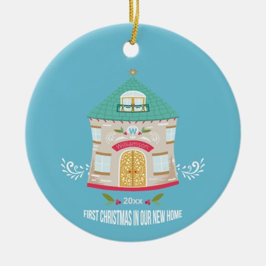 新しいホーム初めてのクリスマス セラミックオーナメント (正面)