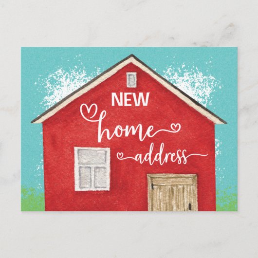 新しいホーム引っ越しました水彩新しい住所 案内ポストカード (正面)
