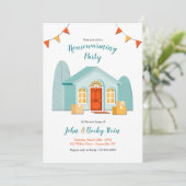 新しいホーム引っ越し祝いパーティーを選択して背景色 招待状 (スタンド正面)