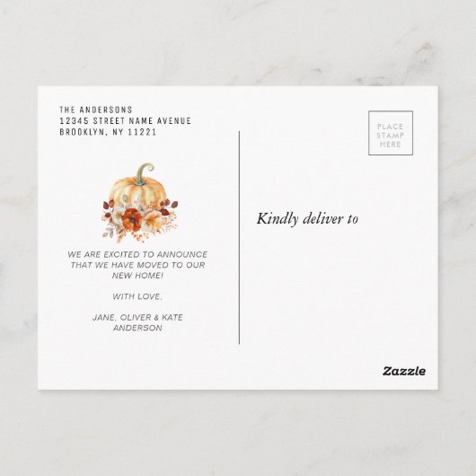 新しいホーム感謝祭の移動はがき ポストカード (裏面)