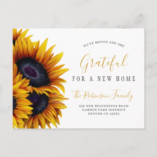 新しいホーム感謝祭アドレスの変更を移動 案内ポストカード (正面)