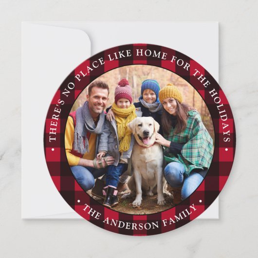 新しいホーム我々は写真を移動した赤い格子縞の休日を移動A 案内状 (正面)