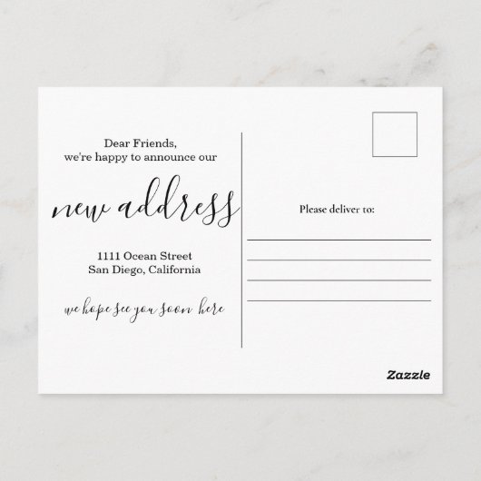 新しいホーム新しいアドレスの写真のお知らせ ポストカード (裏面)