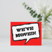 新しいホーム用はがきを移動する音声認識バブル 案内ポストカード (スタンド正面)