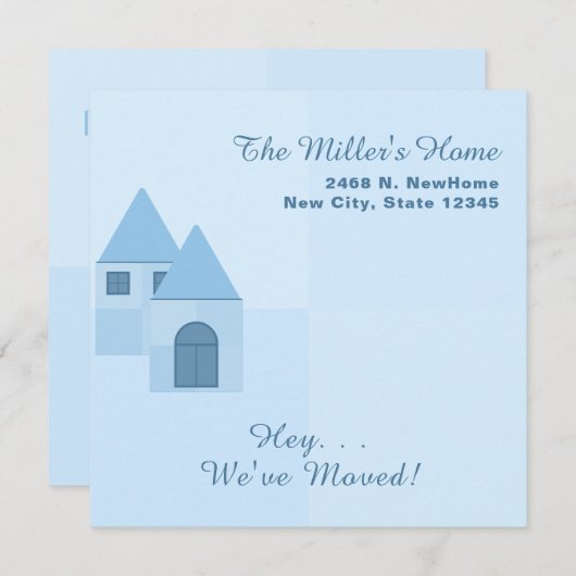 新しいホーム発表と引っ越し祝いパーティーパーティー招待状 案内状 (正面/裏面)