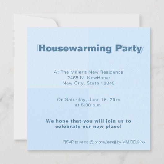 新しいホーム発表と引っ越し祝いパーティーパーティー招待状 案内状 (裏面)