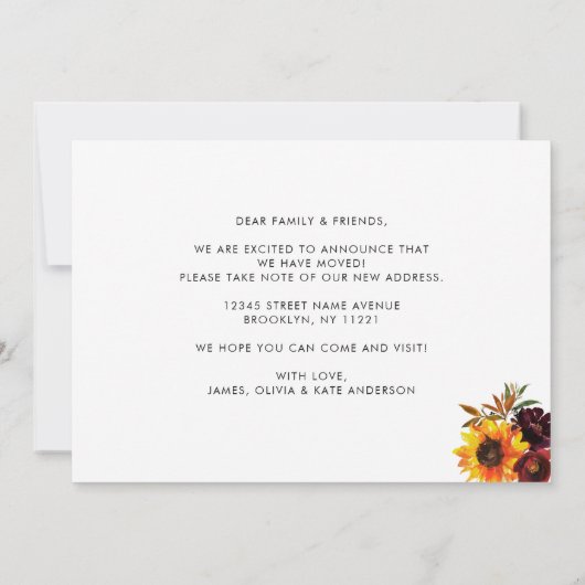 新しいホーム秋秋ひまわり移動移動 案内状 (裏面)