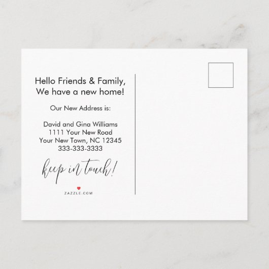 新しいホーム素朴の山の住所の変更 案内ポストカード (裏面)