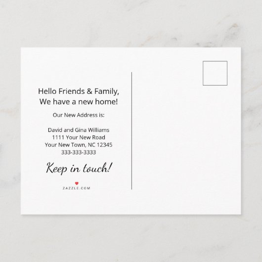 新しいホーム素朴山の写真のアドレスの変更 案内ポストカード (裏面)