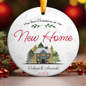 新しいホーム緑の木の可愛い初めてのクリスマス セラミックオーナメント