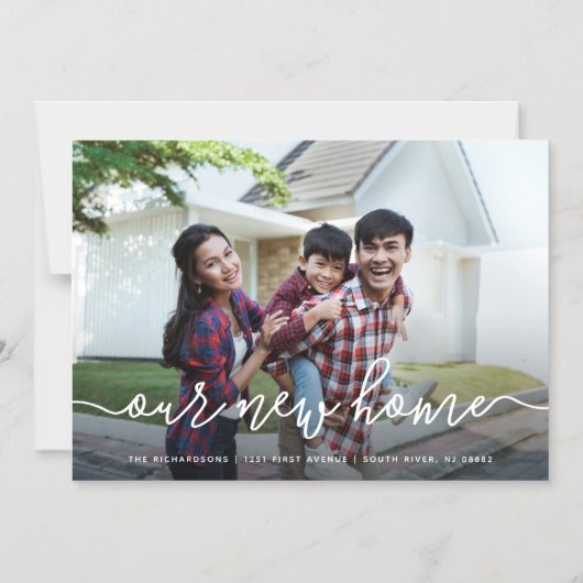 新しいホーム|シンプル写真引越案内 マグネット招待状 (正面)