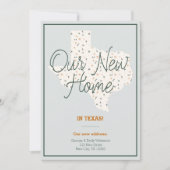 新しいホーム – テキサス州引っ越しのお知らせ 招待状 (正面)