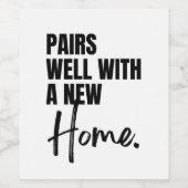 新しいホーム、引っ越し祝いパーティーと上手にペア ワインラベル (シングルラベル)